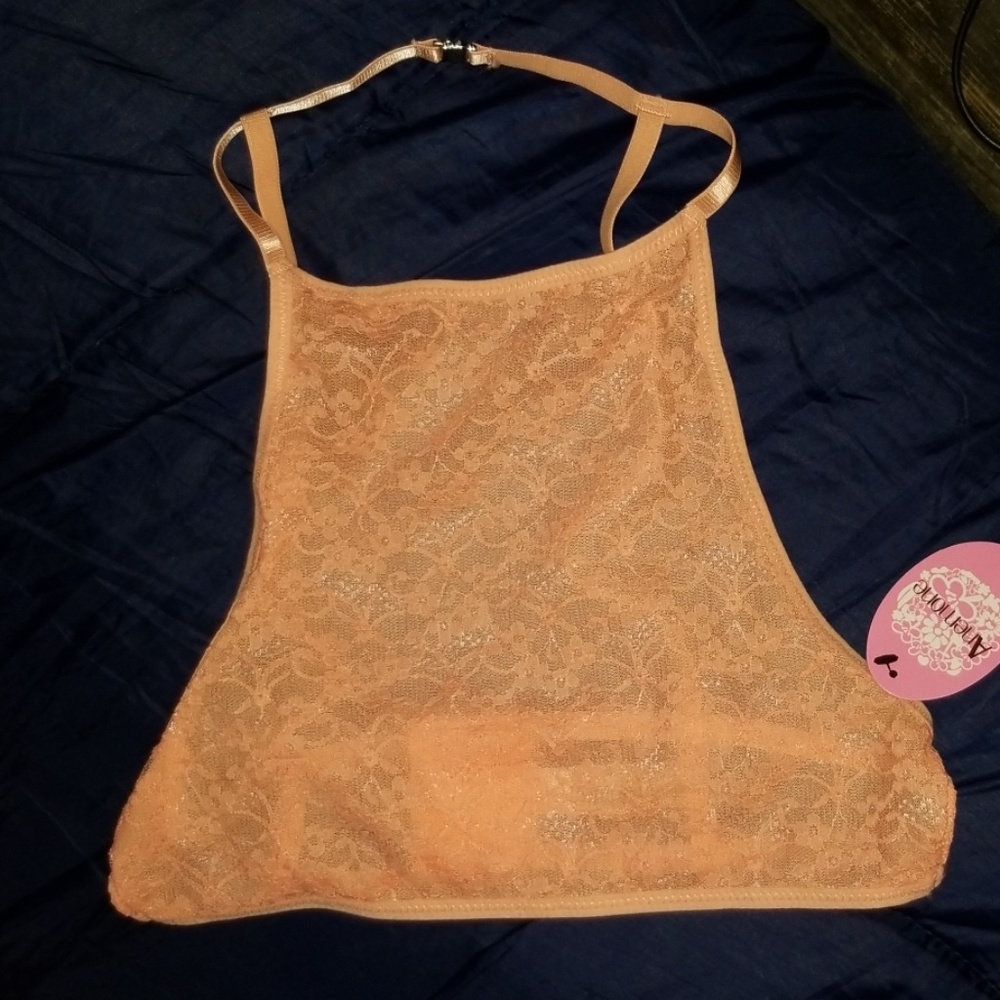 Cute High Neck, Open Back Lace Floral Bralette